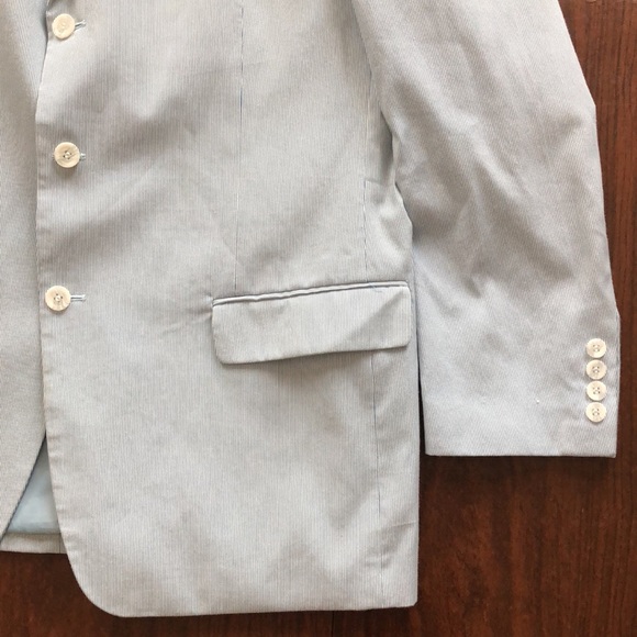 REFLECTIONS 2-Piece Costal Beach Cotton Blend Baby Blue Pinstripe Suit - Picture 5 of 13